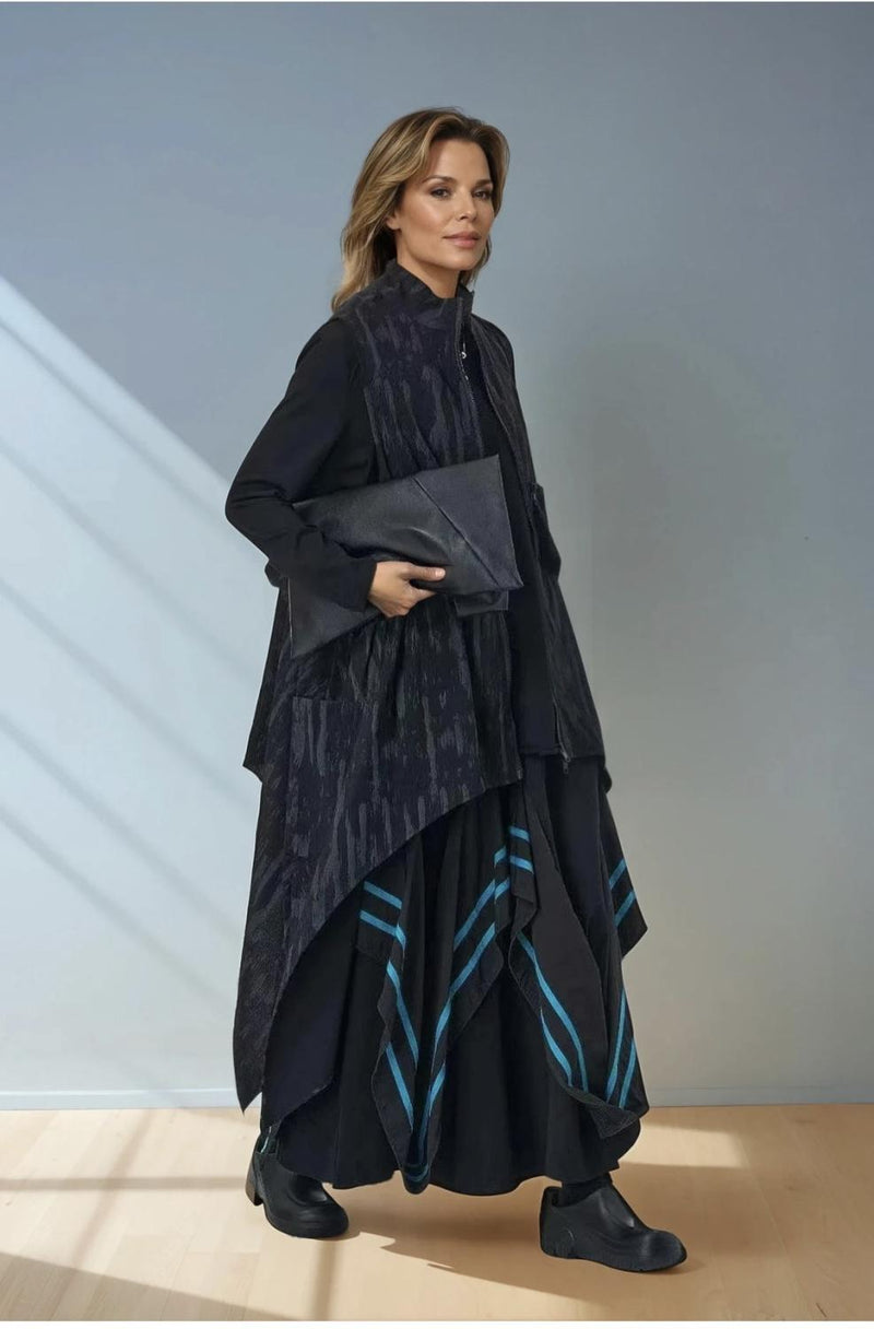 Graphic Asym Zipper Vest