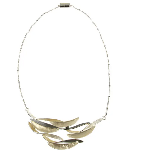 White Three-Tone Wave Necklace