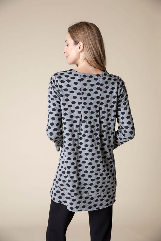 Polk Dot Pleat Back Tunic Top