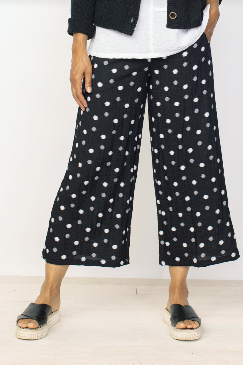 Black Polk Dot Crop Pant
