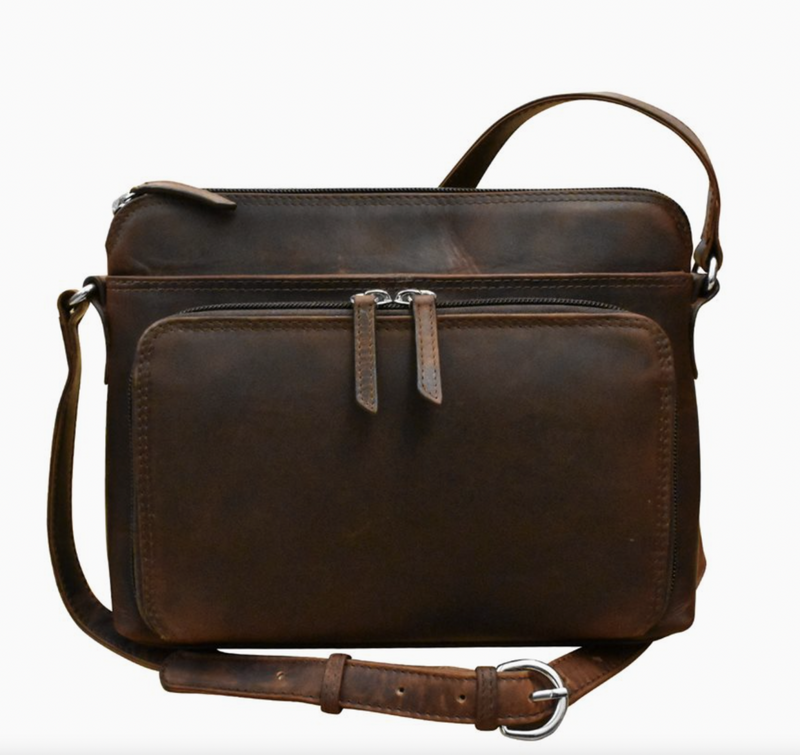 Chocolate Leather Crossbody Organizer