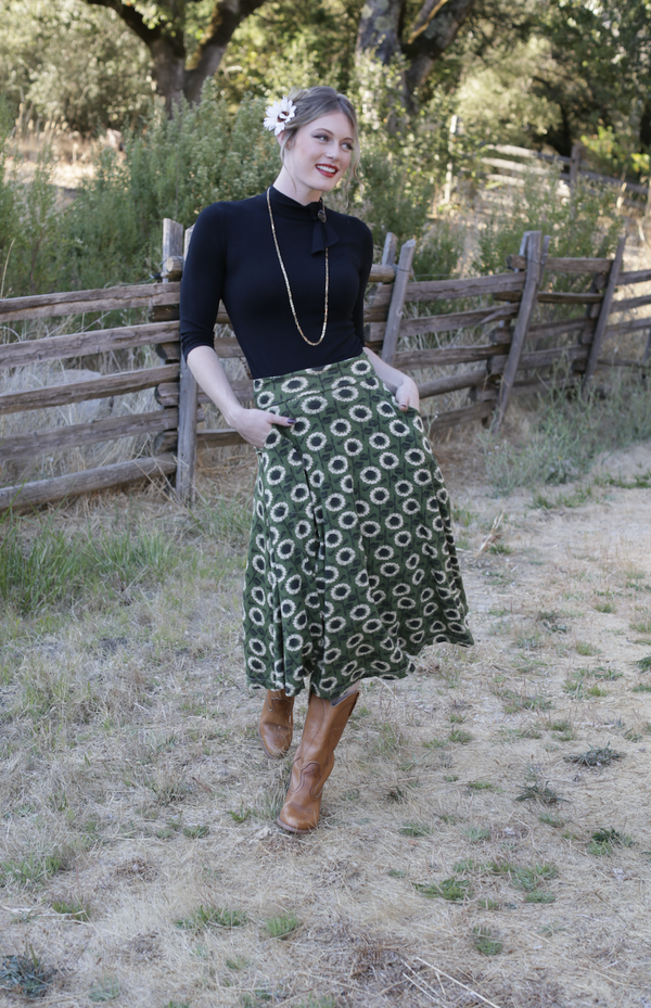 Green Sunflower Skirt