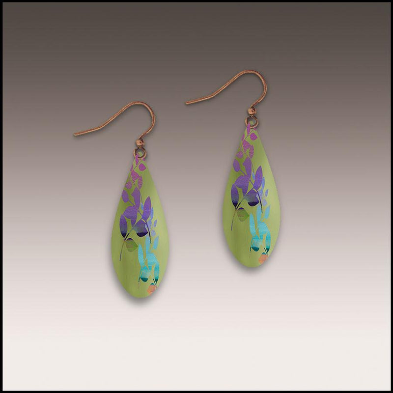Green Purple Floral Earring