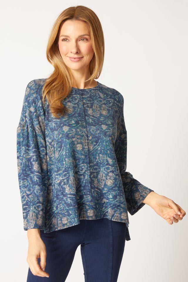Ink Floral Fleece Seam 3/4 Top