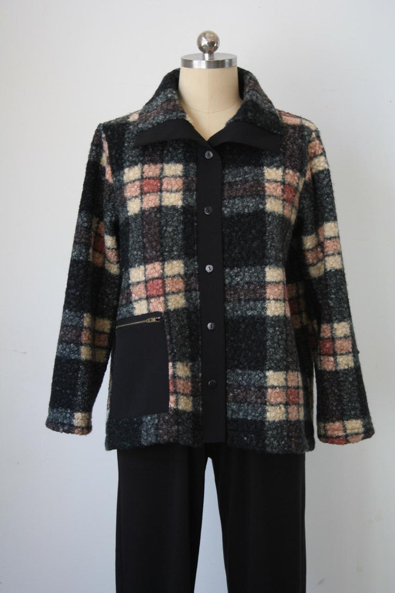 Black and Tan Sherpa Button Jacket