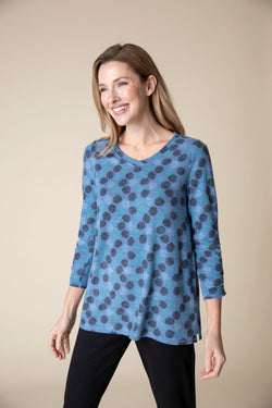 Polka Dot V-Neck Ruch Top