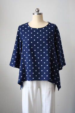 Navy Square Dot Top