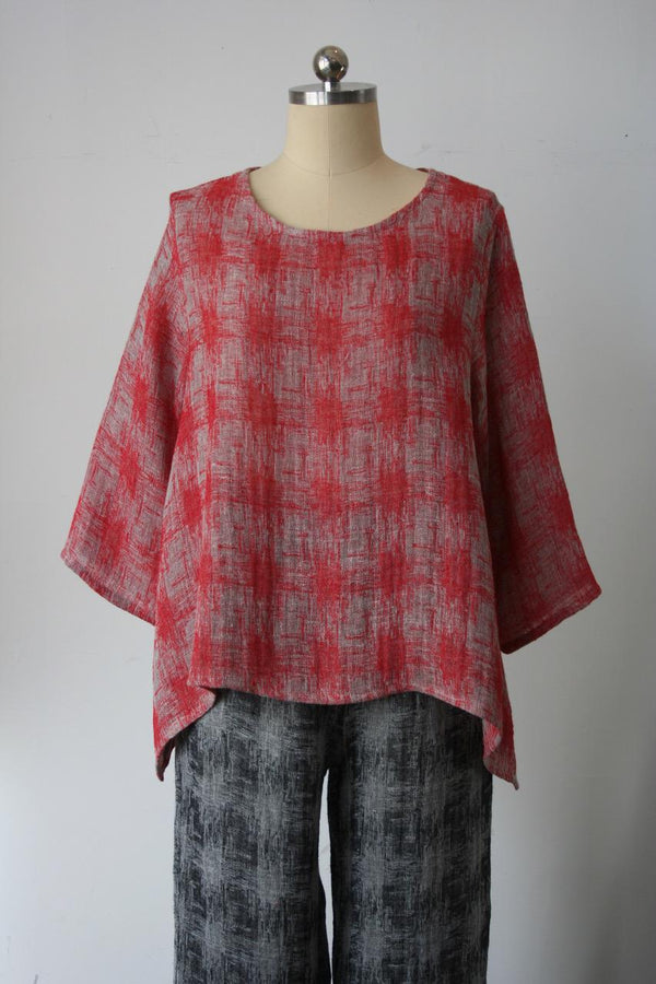 Red Abstract Plaid Tunic