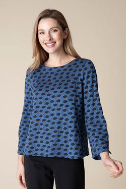 Sapphire and Black Polk Dot Top