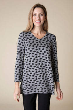 Polk Dot Pleat Back Tunic Top