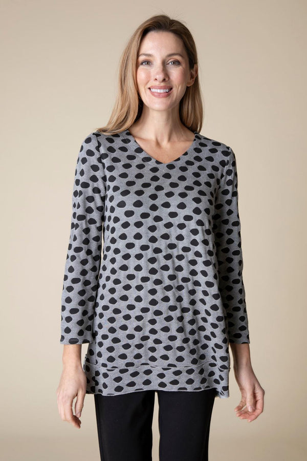 Polk Dot Pleat Back Tunic Top