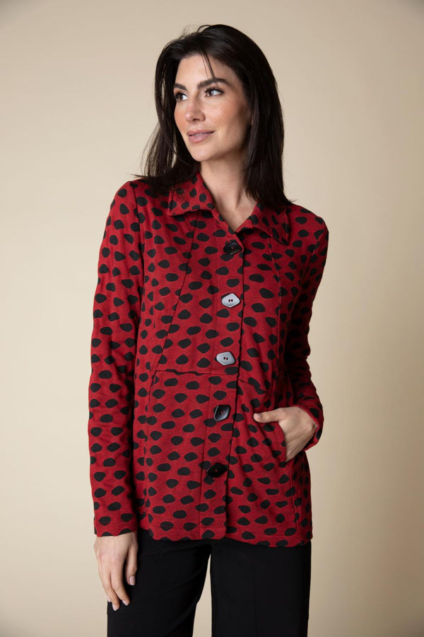 Red Polka Dot Button Jacket