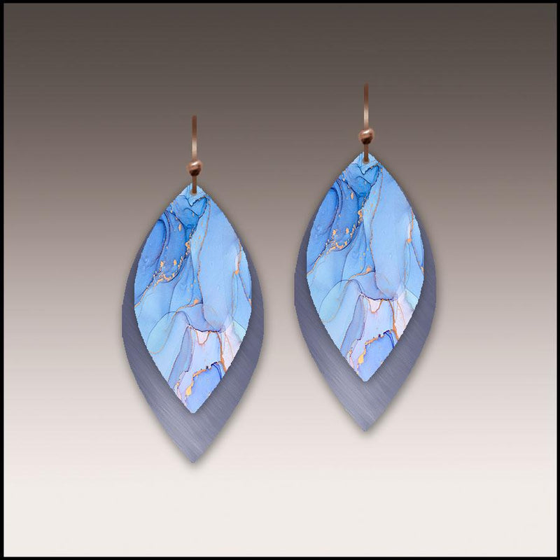 Blue Marbled Layer Earring