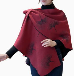 Red & Black Ginkgo Short Loop Wrap