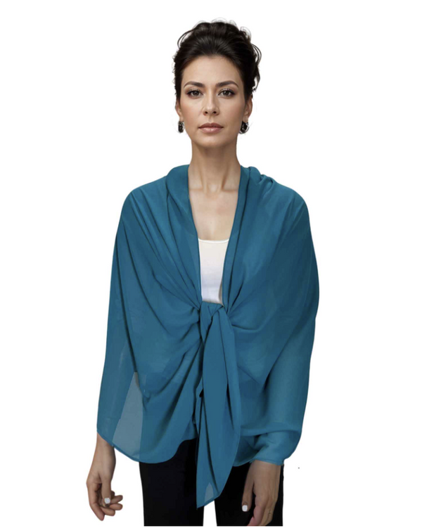 Teal Blue Georgette Shawl