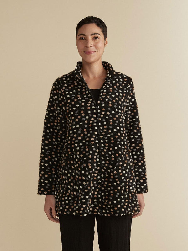 Multi Dot Black Zip Jacket