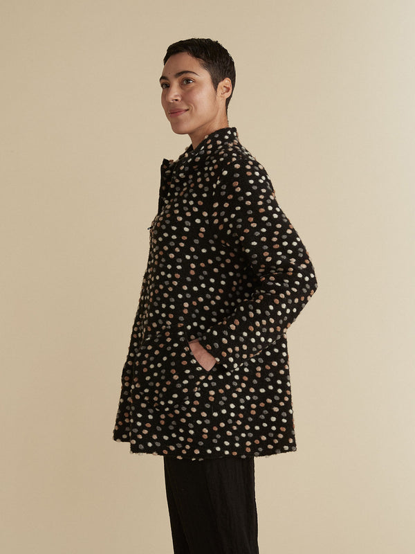 Multi Dot Black Zip Jacket