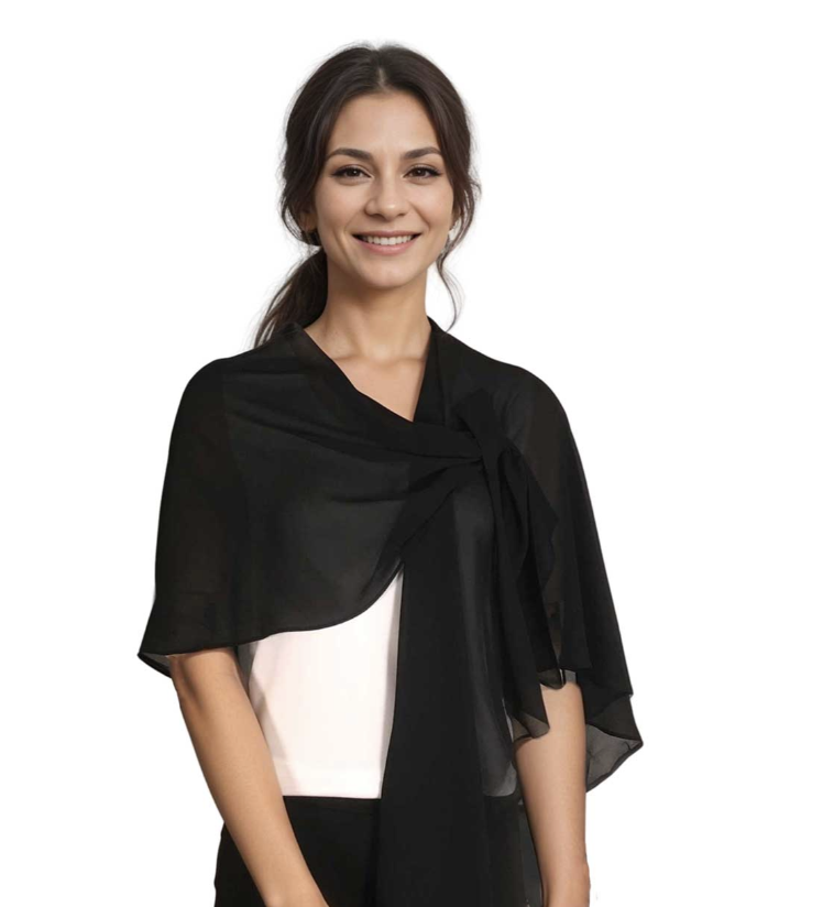 Black Georgette Pull Through Loop Wrap