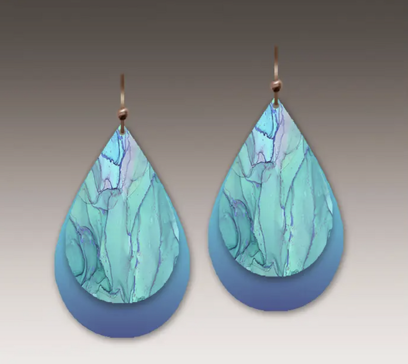 Aqua Shimmer Multilayer Round Drop Earring