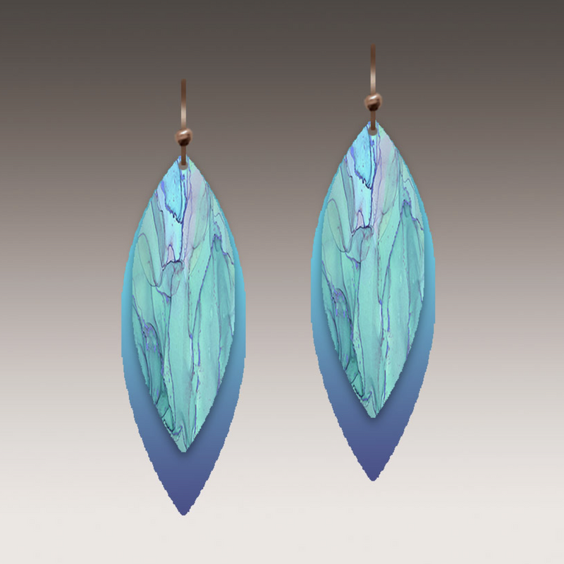 Aqua Shimmer Multilayer Point Earring