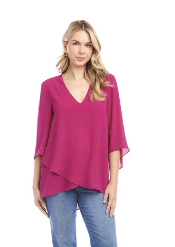 Magenta V-Neck Asymmetric Top