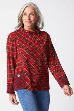 Scarlet Plaid Button Cuff top