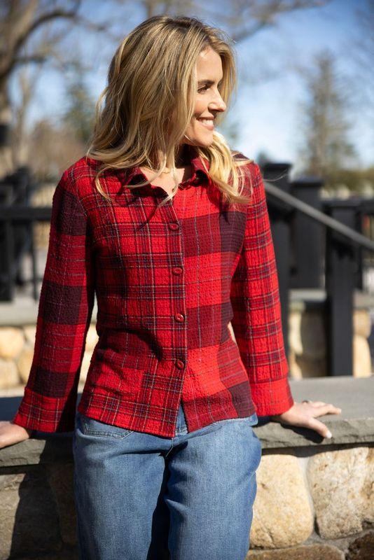 Apple Red Plaid Jacket Shirt