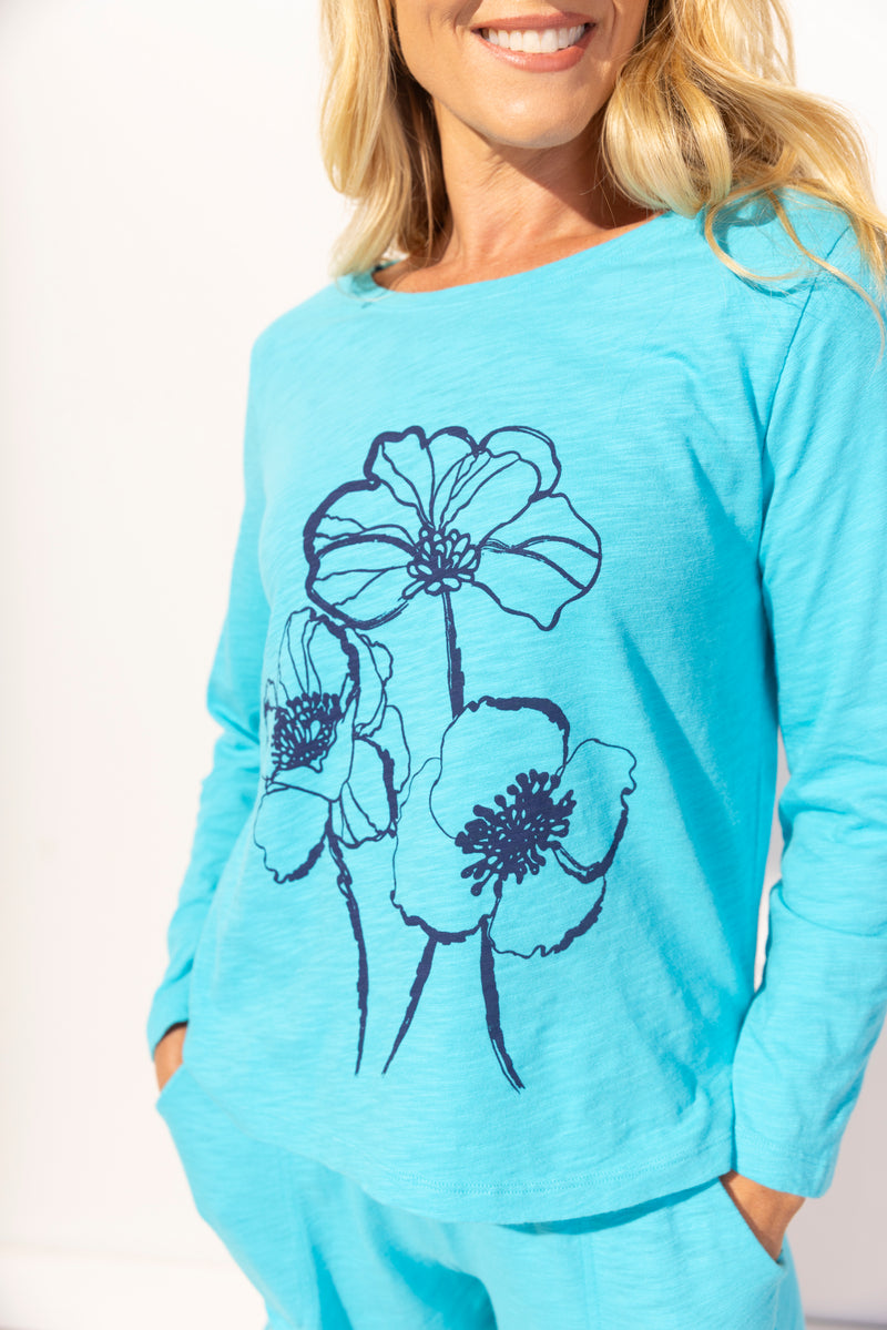 Blue Blooms Boxy Tee