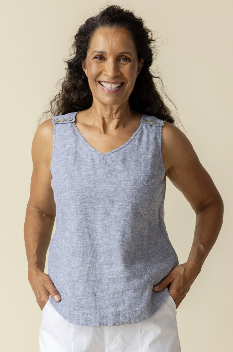 Indigo Button Tank