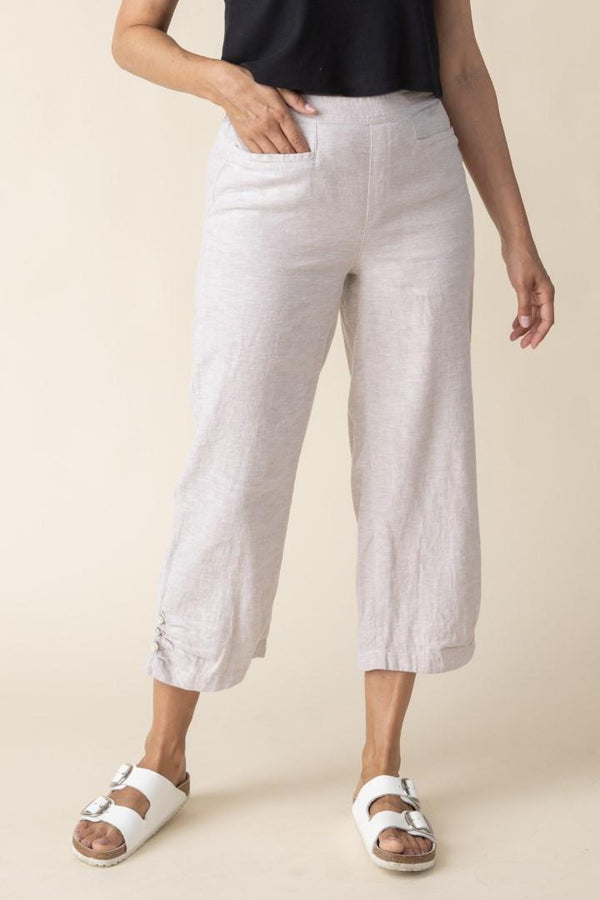 Oat Pleat Button Capri