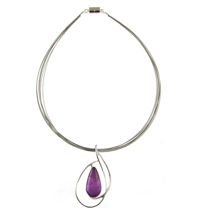 Purple Teardrop Loop Necklace