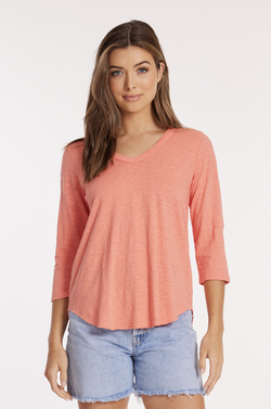 Coral Bliss V-Neck Tee