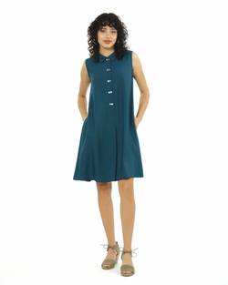 Lapis Sleeveless Button Dress