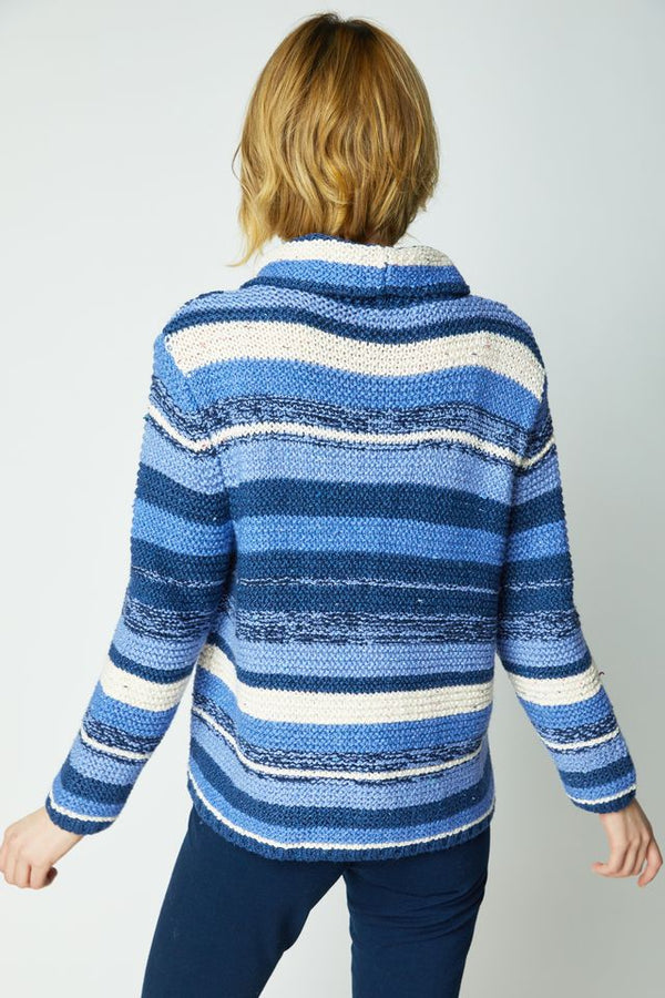 Midnight Stripes Cowl Sweater