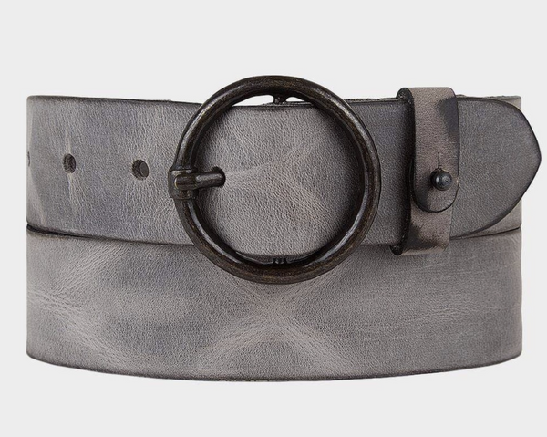 Grey Vintage Full-Grain Leather Belt