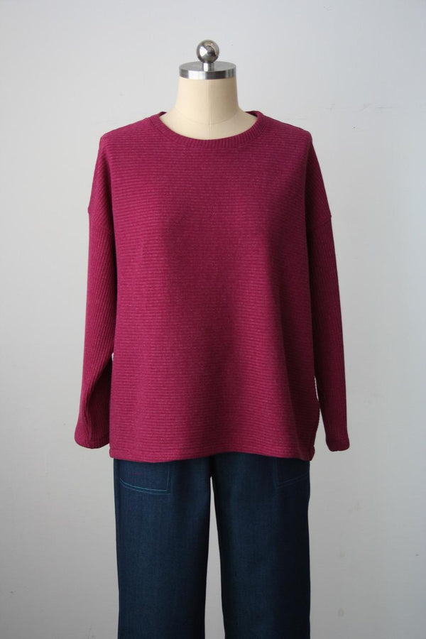 Fuchsia Crew Rib Sweater Top