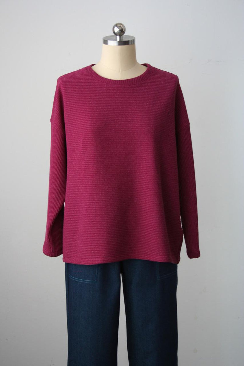 Fuchsia Crew Rib Sweater Top