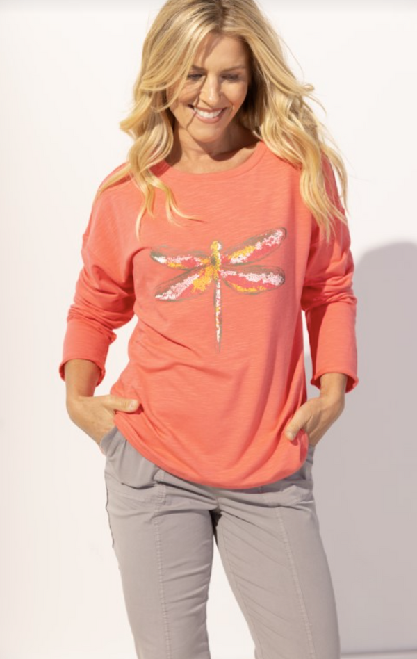 Terry Coral Dragonfly Top