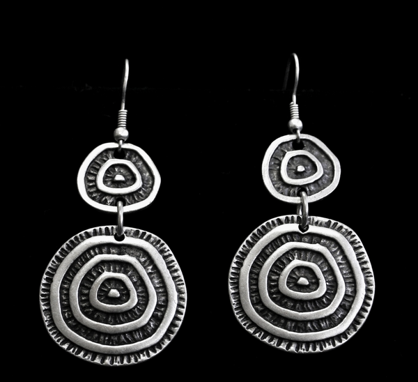 Multi Circle Pewter Earrings