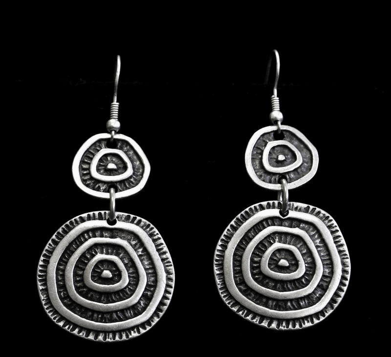 Multi Circle Pewter Earrings