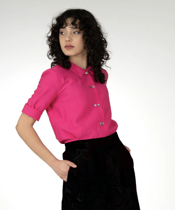 Hot Pink Button Blouse