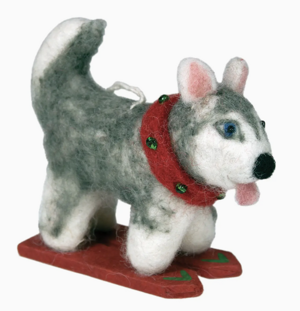 Skiing Husky Ornament