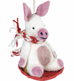 Piggy Sled Ornament