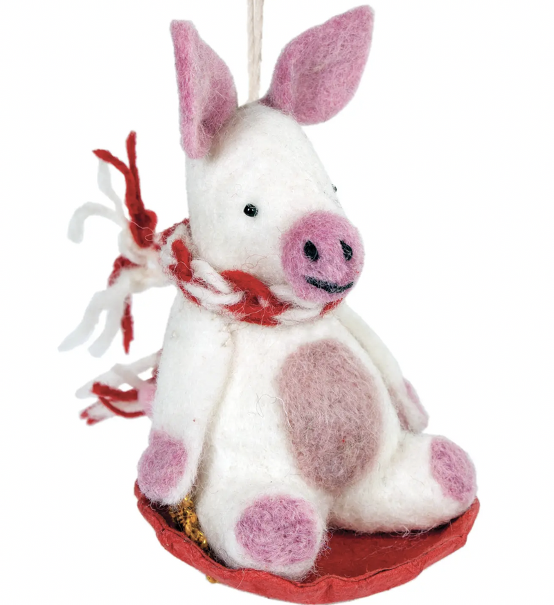 Piggy Sled Ornament