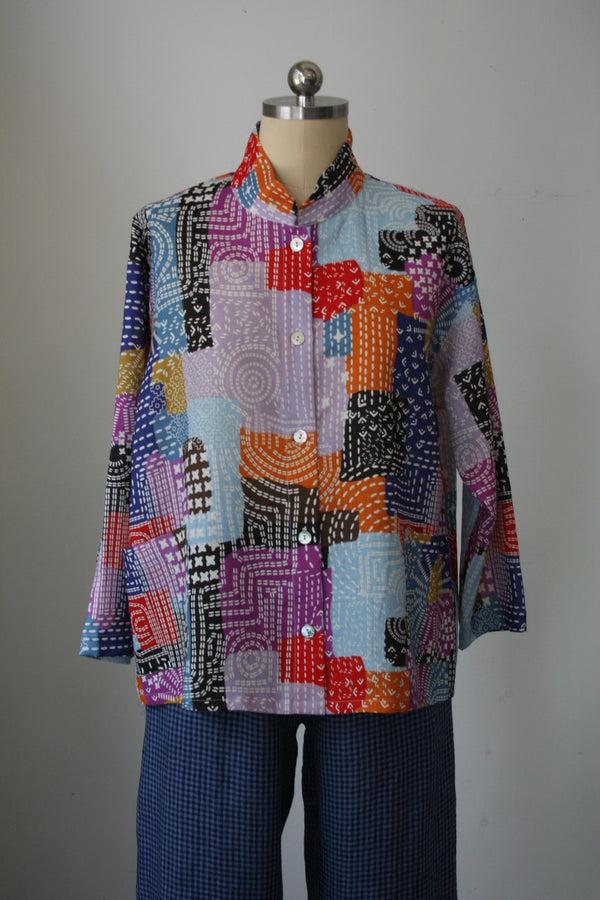 Multi Patchwork Button Top