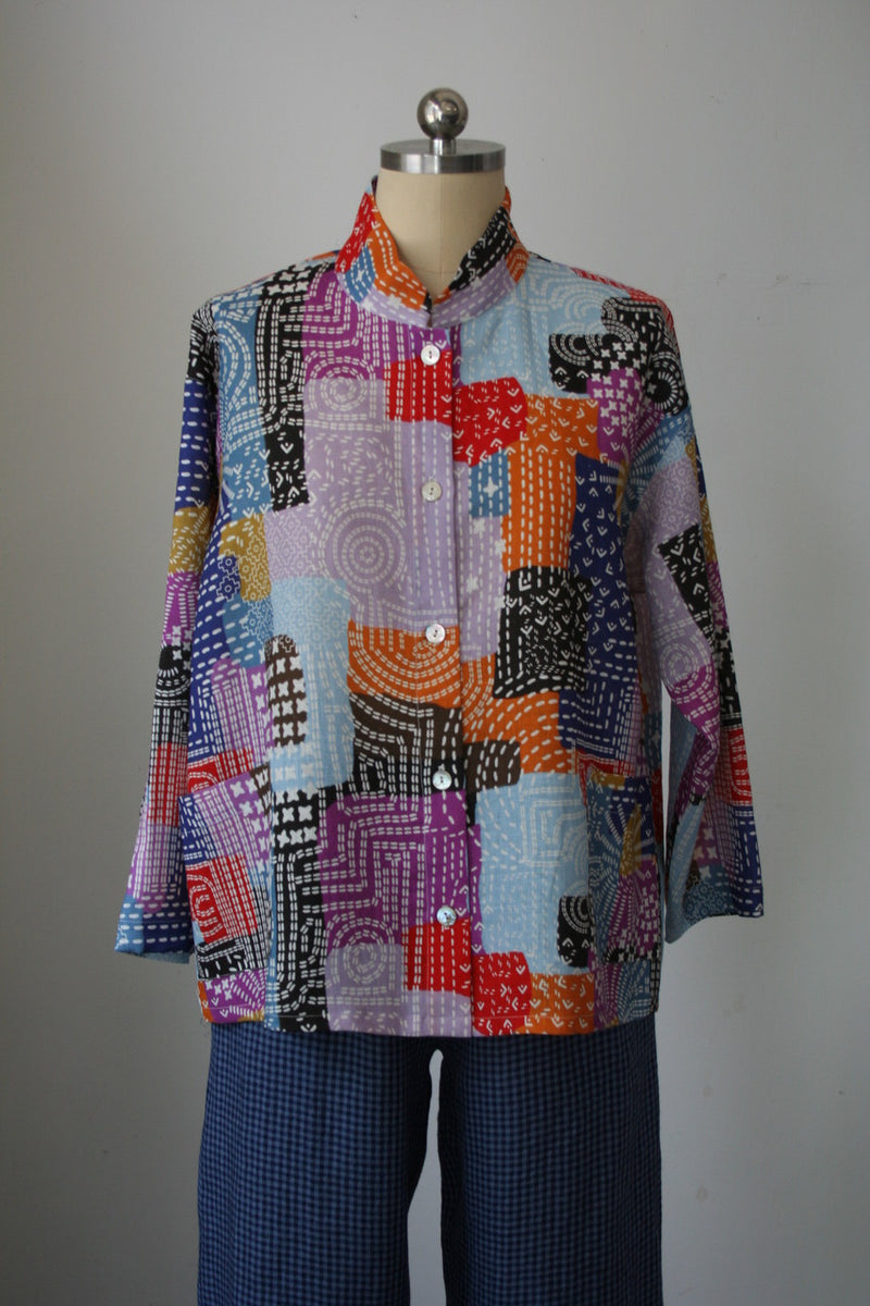 Multi Patchwork Button Top