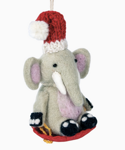 Sledding Elephant Ornament