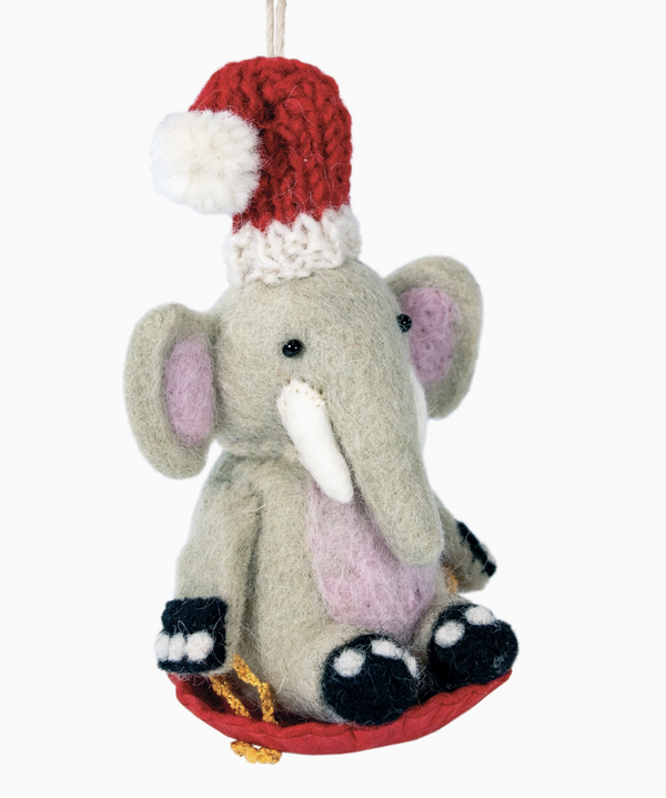 Sledding Elephant Ornament