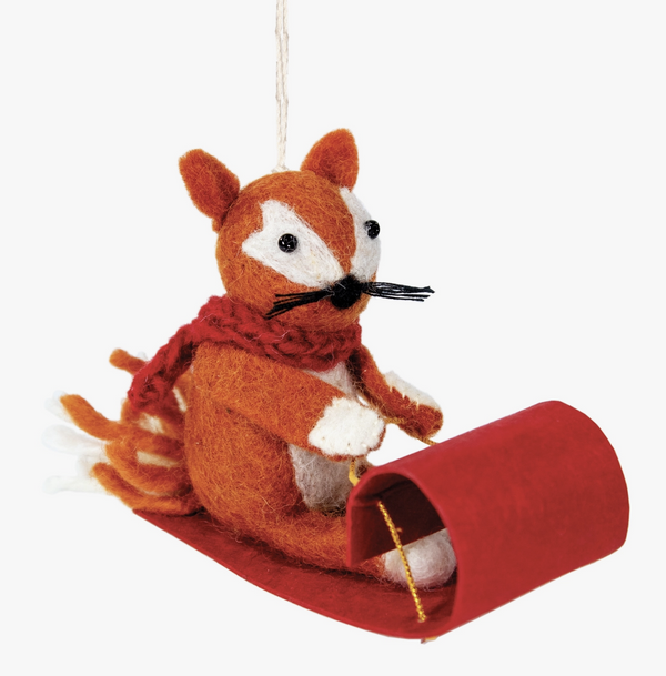 Toboggan Fox Ornament