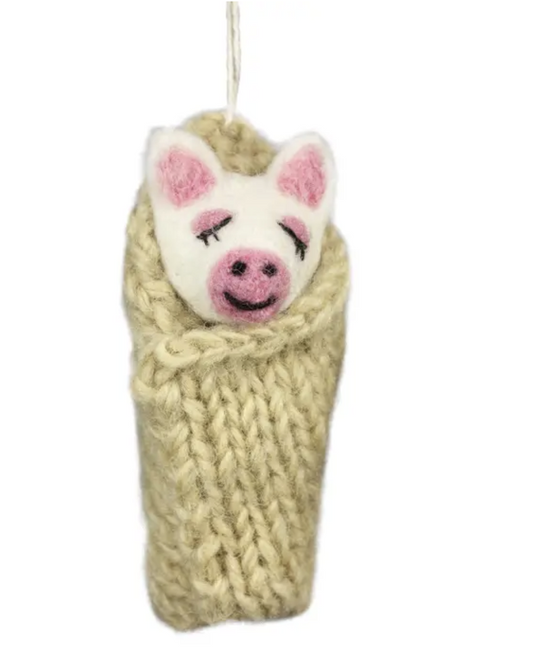 Cozy Piglet Ornament